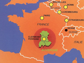 Se også kort over vulkankæden i Auvergne