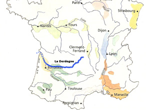 La Dordognes løb fra Puy de Sancy til Atlanterhavet